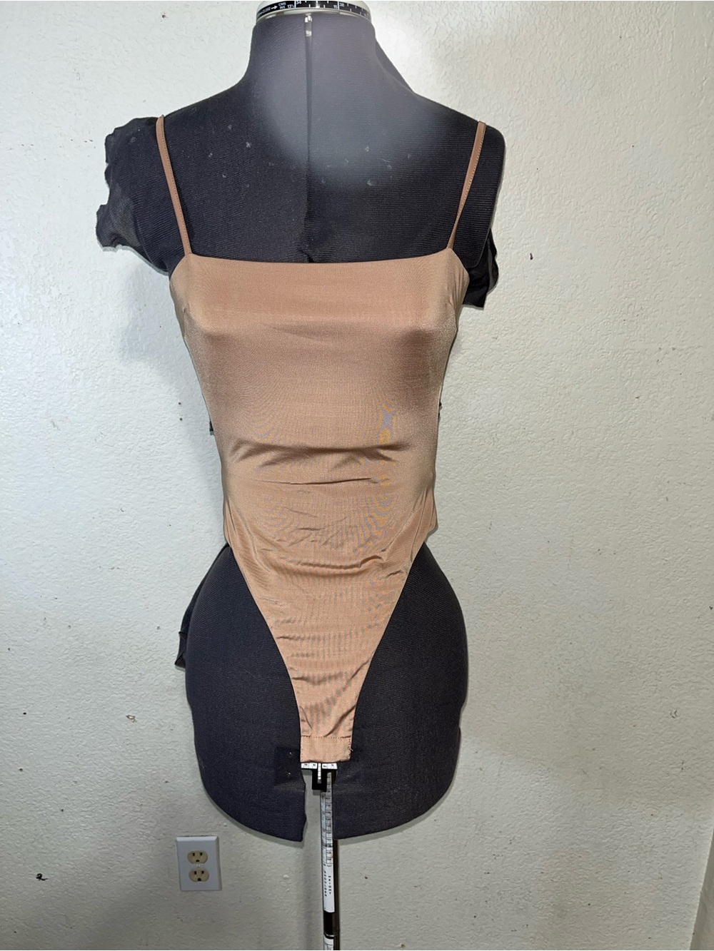 Tiger Mist Nude Brown Square-Neck Bodysuit